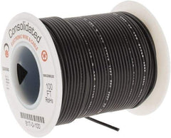 Made in USA - 24 AWG, 7 Strand, 100' OAL, Tinned Copper Hook Up Wire - Black PVC Jacket, 0.056" Diam - Industrial Tool & Supply