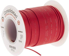 Made in USA - 26 AWG, 7 Strand, 100' OAL, Tinned Copper Hook Up Wire - Red PVC Jacket, 0.051" Diam - Industrial Tool & Supply