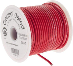 Made in USA - 14 AWG, 41 Strand, 100' OAL, Tinned Copper Hook Up Wire - Red PVC Jacket, 0.136" Diam - Industrial Tool & Supply