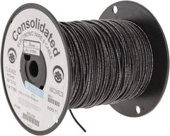 Made in USA - 16 AWG, 26 Strand, 500' OAL, Tinned Copper Hook Up Wire - Black PVC Jacket, 0.117" Diam - Industrial Tool & Supply