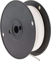 Made in USA - 10 AWG, 105 Strand, 100' OAL, Tinned Copper Hook Up Wire - White PVC Jacket, 0.18" Diam - Industrial Tool & Supply