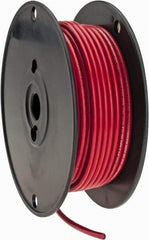 Made in USA - 10 AWG, 105 Strand, 100' OAL, Tinned Copper Hook Up Wire - Red PVC Jacket, 0.18" Diam - Industrial Tool & Supply