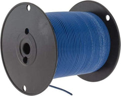 Made in USA - 14 AWG, 41 Strand, 500' OAL, Tinned Copper Hook Up Wire - Blue PVC Jacket, 0.136" Diam - Industrial Tool & Supply