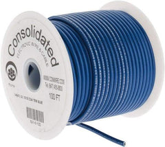 Made in USA - 14 AWG, 41 Strand, 100' OAL, Tinned Copper Hook Up Wire - Blue PVC Jacket, 0.136" Diam - Industrial Tool & Supply