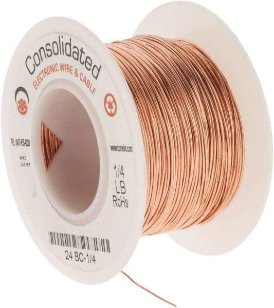 Made in USA - 24 AWG, 0.0201 Inch Diameter, 201 Ft., Solid, Grounding Wire - Copper, ASTM B3, QQ-W-343 Type S, RoHS Compliant - Industrial Tool & Supply