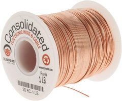 Made in USA - 20 AWG, 0.032 Inch Diameter, 318 Ft., Solid, Grounding Wire - Copper, ASTM B3, QQ-W-343 Type S, RoHS Compliant - Industrial Tool & Supply
