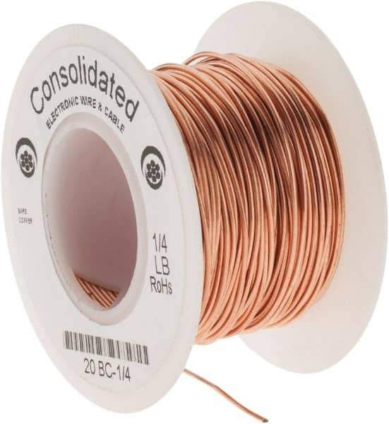 Made in USA - 20 AWG, 0.032 Inch Diameter, 79 Ft., Solid, Grounding Wire - Copper, ASTM B3, QQ-W-343 Type S, RoHS Compliant - Industrial Tool & Supply