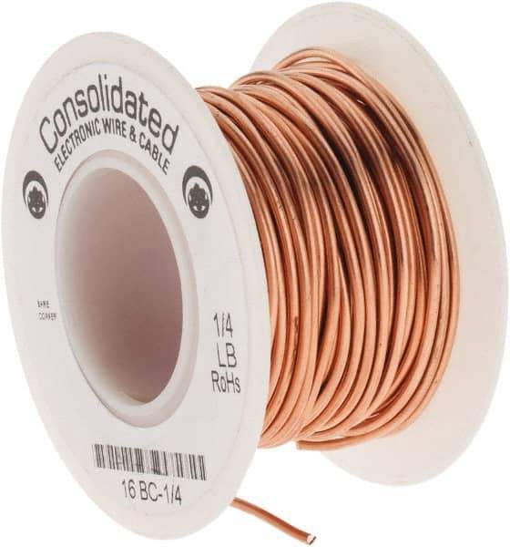 Made in USA - 16 AWG, 0.0508 Inch Diameter, 32 Ft., Solid, Grounding Wire - Copper, ASTM B3, QQ-W-343 Type S, RoHS Compliant - Industrial Tool & Supply