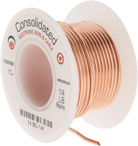Made in USA - 14 AWG, 0.0641 Inch Diameter, 20 Ft., Solid, Grounding Wire - Copper, ASTM B3, QQ-W-343 Type S, RoHS Compliant - Industrial Tool & Supply