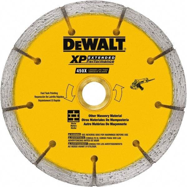 DeWALT - 6" Diam, 7/8" Arbor Hole Diam, Wet & Dry Cut Saw Blade - Diamond-Tipped, Standard Round Arbor - Industrial Tool & Supply