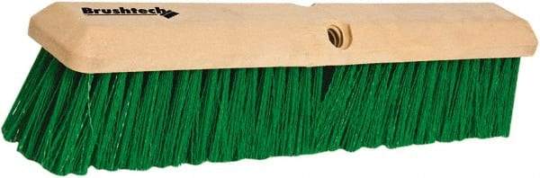 PRO-SOURCE - 18" General Purpose Polypropylene Push Broom - 3" Bristle Length, Plastic Block, Threaded Handle Connection, Handle Sold Separately - Industrial Tool & Supply
