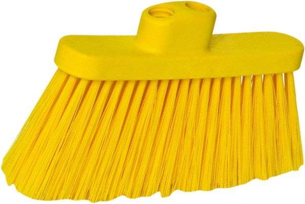 PRO-SOURCE - 10" Wide, Yellow Polypropylene Bristles, Angled Broom - Threaded Handle, 10 Inch Wide Broom, Yellow Bristles, Handle Sold Separately - Industrial Tool & Supply