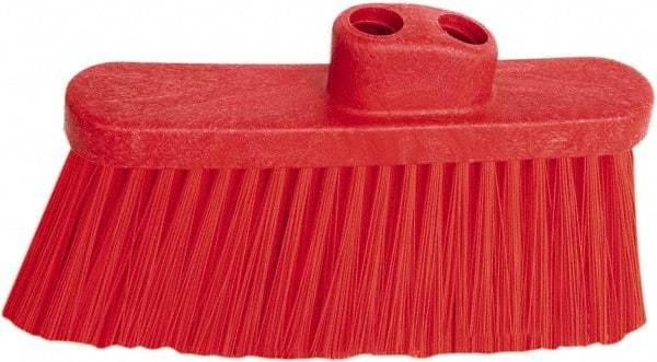 PRO-SOURCE - 10" Wide, Red Polypropylene Bristles, Angled Broom - Threaded Handle, 10 Inch Wide Broom, Red Bristles, Handle Sold Separately - Industrial Tool & Supply