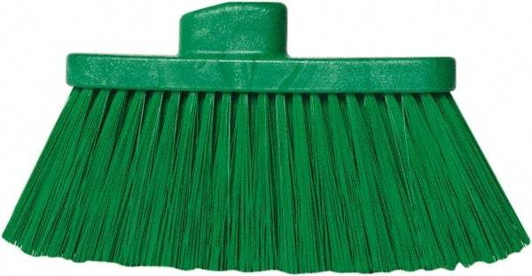 PRO-SOURCE - 10" Wide, Green Polypropylene Bristles, Angled Broom - Threaded Handle, 10 Inch Wide Broom, Green Bristles, Handle Sold Separately - Industrial Tool & Supply