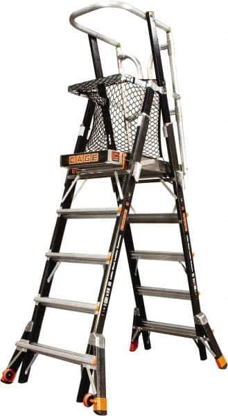 Little Giant Ladder - 108" 8 Step Platform - Rolling Work Platform, 375 Lb Capacity, 108" Platform Height, 45-1/2" Base Width x 87" Base Depth, Aluminum - Industrial Tool & Supply