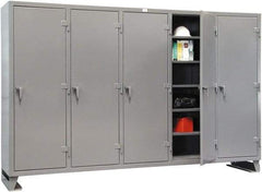 Strong Hold - 25 Shelf Locking Storage Cabinet - Steel, 122" Wide x 24" Deep x 78" High, Dark Gray - Industrial Tool & Supply