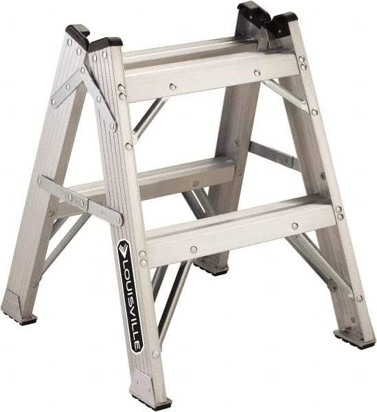 Louisville - 1 Step, 2' High, Type IAA Rating, Aluminum Step Stand - 375 Lb Capacity, 21" Base Width - Industrial Tool & Supply