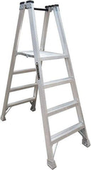 Louisville - 3 Steps, 4' High, Type IA Rating, Aluminum Platform Ladder - 300 Lb Capacity, 25-3/8" Base Width - Industrial Tool & Supply