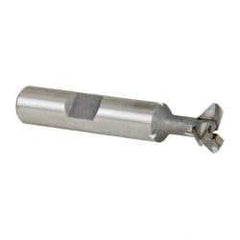 Made in USA - 1/2" Diam x 5/32" Width of Cut, 45° Included Angle, Carbide-Tipped Dovetail Cutter - 3/8" Shank Diam, 2-1/8" Overall Length, 0.02" Corner Radius, Weldon Flat, Uncoated - Industrial Tool & Supply