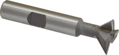 Made in USA - 3/4" Diam x 1/4" Width of Cut, 45° Included Angle, Carbide-Tipped Dovetail Cutter - 3/8" Shank Diam, 2-1/4" Overall Length, 0.02" Corner Radius, Weldon Flat, Uncoated - Industrial Tool & Supply