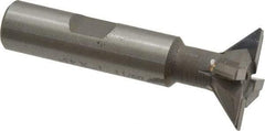 Made in USA - 1" Diam x 5/16" Width of Cut, 45° Included Angle, Carbide-Tipped Dovetail Cutter - 1/2" Shank Diam, 2-1/2" Overall Length, 0.02" Corner Radius, Weldon Flat, Uncoated - Industrial Tool & Supply