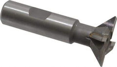 Made in USA - 1-1/4" Diam x 5/16" Width of Cut, 45° Included Angle, Carbide-Tipped Dovetail Cutter - 5/8" Shank Diam, 2-3/4" Overall Length, 0.02" Corner Radius, Weldon Flat, Uncoated - Industrial Tool & Supply