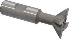 Made in USA - 1-1/2" Diam x 1/2" Width of Cut, 45° Included Angle, Carbide-Tipped Dovetail Cutter - 3/4" Shank Diam, 3-1/4" Overall Length, 0.02" Corner Radius, Weldon Flat, Uncoated - Industrial Tool & Supply