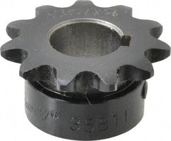 Browning - 11 Teeth, 3/8" Chain Pitch, Chain Size 35, Finished Bore Sprocket - 5/8" Bore Diam, 1.331" Pitch Diam, 1-1/2" Outside Diam - Industrial Tool & Supply
