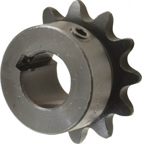 Browning - 12 Teeth, 3/8" Chain Pitch, Chain Size 35, Finished Bore Sprocket - 5/8" Bore Diam, 1.449" Pitch Diam, 1.63" Outside Diam - Industrial Tool & Supply