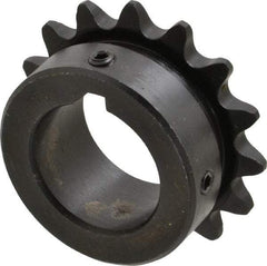 Browning - 15 Teeth, 3/8" Chain Pitch, Chain Size 35, Finished Bore Sprocket - 1" Bore Diam, 1.804" Pitch Diam, 1.99" Outside Diam - Industrial Tool & Supply
