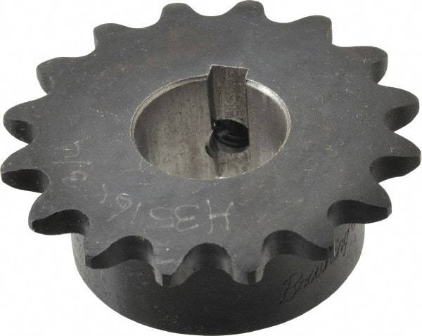 Browning - 16 Teeth, 3/8" Chain Pitch, Chain Size 35, Finished Bore Sprocket - 3/4" Bore Diam, 1.922" Pitch Diam, 2.11" Outside Diam - Industrial Tool & Supply