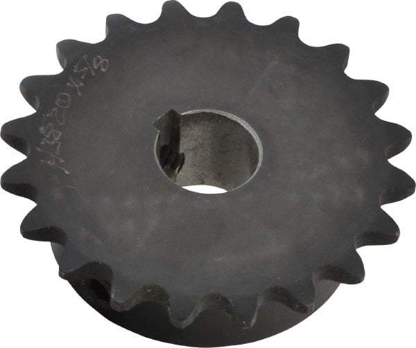 Browning - 20 Teeth, 3/8" Chain Pitch, Chain Size 35, Finished Bore Sprocket - 5/8" Bore Diam, 2.397" Pitch Diam, 2.59" Outside Diam - Industrial Tool & Supply