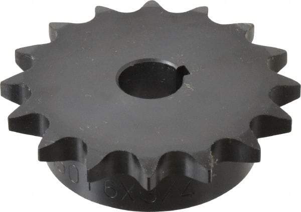Browning - 16 Teeth, 5/8" Chain Pitch, Chain Size 50, Finished Bore Sprocket - 3/4" Bore Diam, 3.204" Pitch Diam, 3.52" Outside Diam - Industrial Tool & Supply