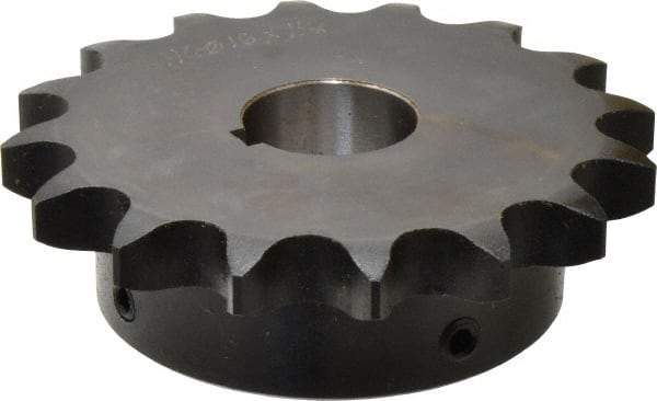 Browning - 16 Teeth, 3/4" Chain Pitch, Chain Size 60, Finished Bore Sprocket - 1-1/8" Bore Diam, 3-27/32" Pitch Diam, 4.22" Outside Diam - Industrial Tool & Supply