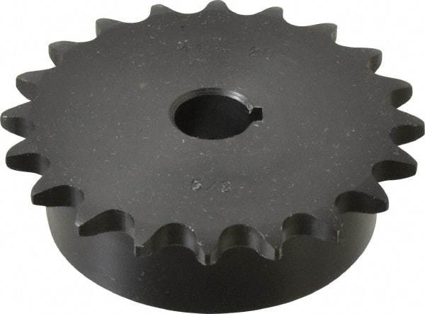 Browning - 20 Teeth, 1/2" Chain Pitch, Chain Size 41, Finished Bore Sprocket - 5/8" Bore Diam, 3.196" Pitch Diam, 3.45" Outside Diam - Industrial Tool & Supply