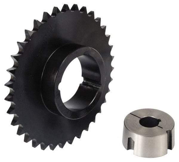 Browning - 14 Teeth, 5/8" Chain Pitch, Chain Size 50, TB Bushed Sprocket - 2.809" Pitch Diam, 3.11" Outside Diam - Industrial Tool & Supply