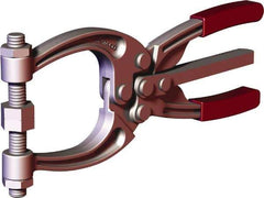De-Sta-Co - 3110 N Load Capacity, 2.72" Throat Depth, 8.51" OAL, Forged Alloy Steel, C Style Plier Clamp - 1.2" Max Jaw Capacity, M10 Spindle, 4.16" Open Throat Height, Red Handle, Spindle End - Industrial Tool & Supply