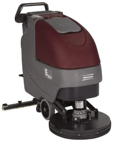 Minuteman - 20" Cleaning Width, Battery Powered Floor Scrubber - 0.75 (Brush) & 0.75 (Vacuum) hp, 180 RPM, 45" Water Lift, 12 Gal Tank Capacity, Series E20 - Industrial Tool & Supply