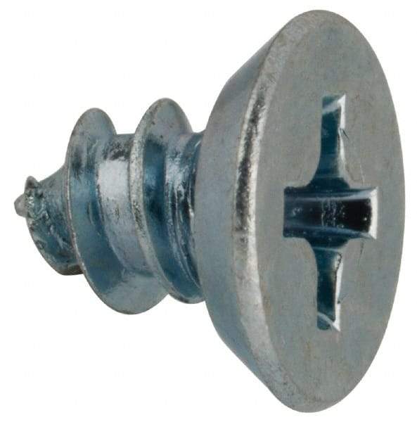 Value Collection - #8 Flat Head Phillips Sheet Metal Screw - Steel, 1/4" OAL, AISI 1016, ASME B18.6.3, ASME B18.6.4 & SAE J933, Grade 1016-1024 - Industrial Tool & Supply