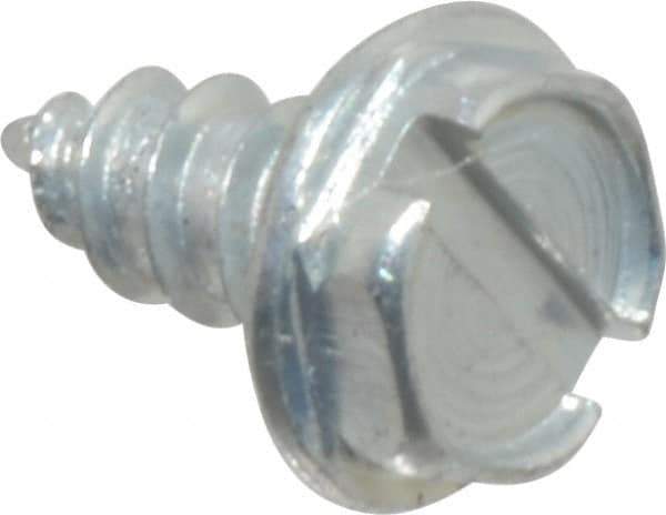 Value Collection - #4 Hex Washer Head Slotted Sheet Metal Screw - Steel, 1/4" Length Under Head, AISI 1016, ASME B18.6.3, ASME B18.6.4 & SAE J933, Grade 1016-1024 - Industrial Tool & Supply