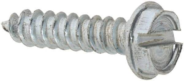 Value Collection - #4 Hex Washer Head Slotted Sheet Metal Screw - Steel, 1/2" Length Under Head, AISI 1016, ASME B18.6.3, ASME B18.6.4 & SAE J933, Grade 1016-1024 - Industrial Tool & Supply