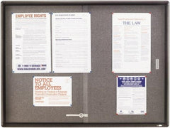 Quartet - 48" Wide x 36" High Open Cork Bulletin Board - Fabric, Gray - Industrial Tool & Supply