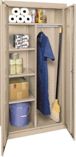 Sandusky Lee - 5 Shelf Combination Storage Cabinet - Steel, 36" Wide x 18" Deep x 72" High, Putty - Industrial Tool & Supply