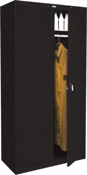 Sandusky Atlantic - 2 Shelf Combination Storage Cabinet - Steel, 36" Wide x 24" Deep x 78" High, Black - Industrial Tool & Supply
