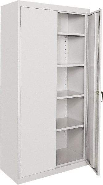 Sandusky Lee - 5 Shelf Locking Storage Cabinet - Steel, 36" Wide x 18" Deep x 72" High, Gray - Industrial Tool & Supply