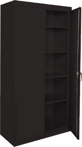 Sandusky Lee - 5 Shelf Locking Storage Cabinet - Steel, 36" Wide x 18" Deep x 72" High, Black - Industrial Tool & Supply