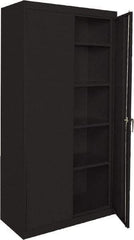 Sandusky Lee - 5 Shelf Locking Storage Cabinet - Steel, 36" Wide x 18" Deep x 72" High, Black - Industrial Tool & Supply