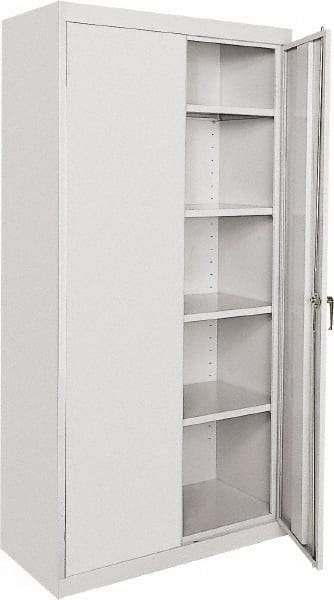 Sandusky Lee - 5 Shelf Locking Storage Cabinet - Steel, 36" Wide x 24" Deep x 72" High, Gray - Industrial Tool & Supply