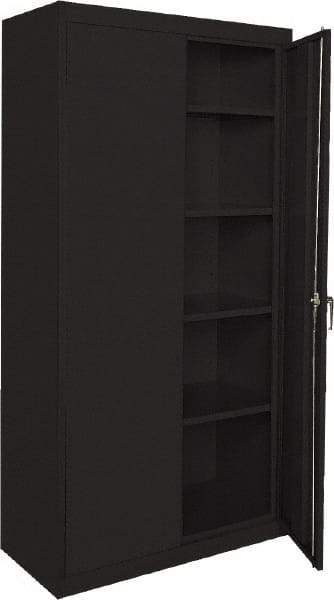 Sandusky Lee - 5 Shelf Locking Storage Cabinet - Steel, 36" Wide x 24" Deep x 72" High, Black - Industrial Tool & Supply