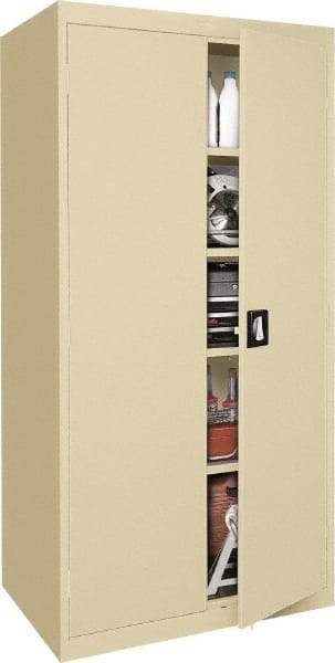 Sandusky Lee - 5 Shelf Locking Storage Cabinet - Steel, 36" Wide x 18" Deep x 72" High, Tan - Industrial Tool & Supply